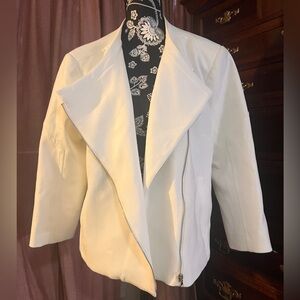 Trina Turk Cream Angled Zip Blazer Jacket Size 12